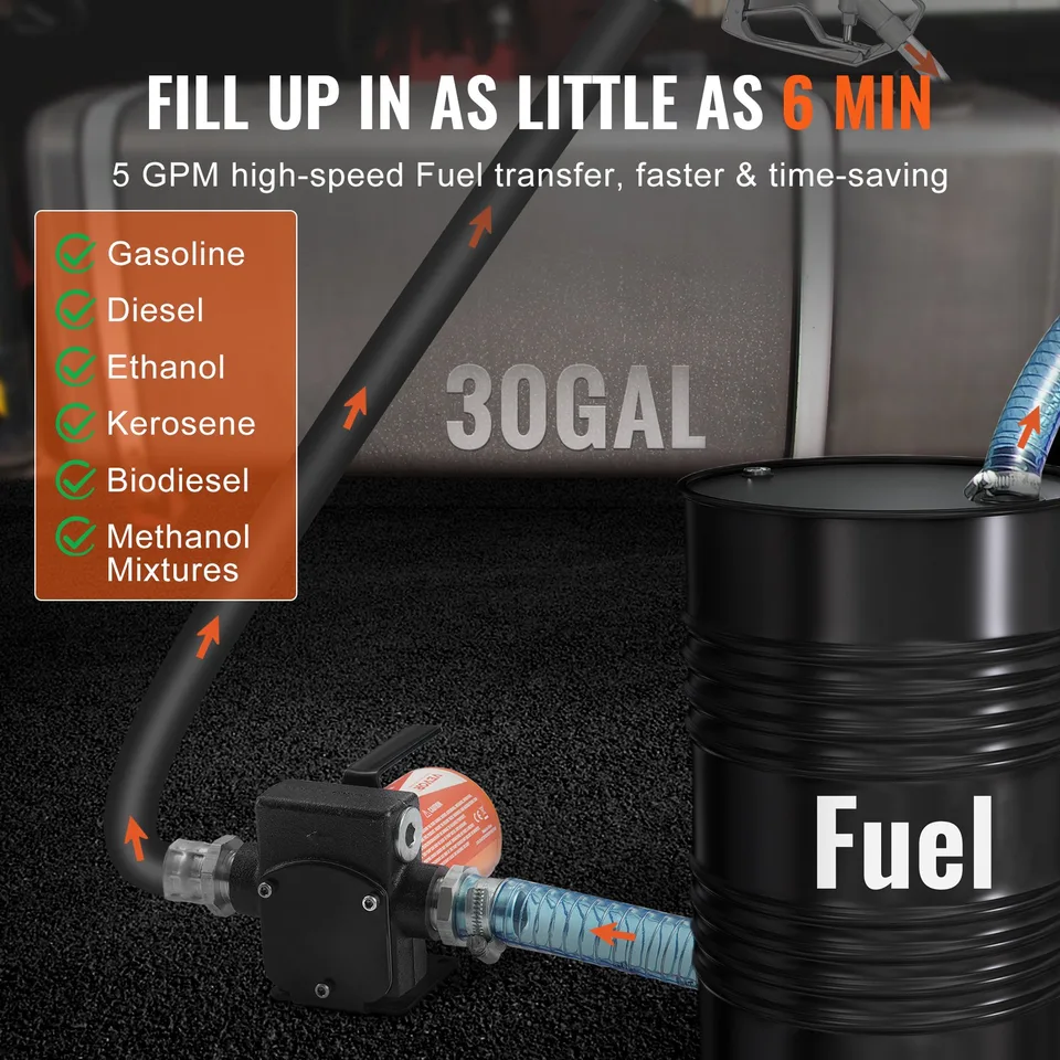 Fuel Transfer Pump 12V 5.3 GPM 1/10 HP Diesel Pump With Auto Fuel Nozzle view 4