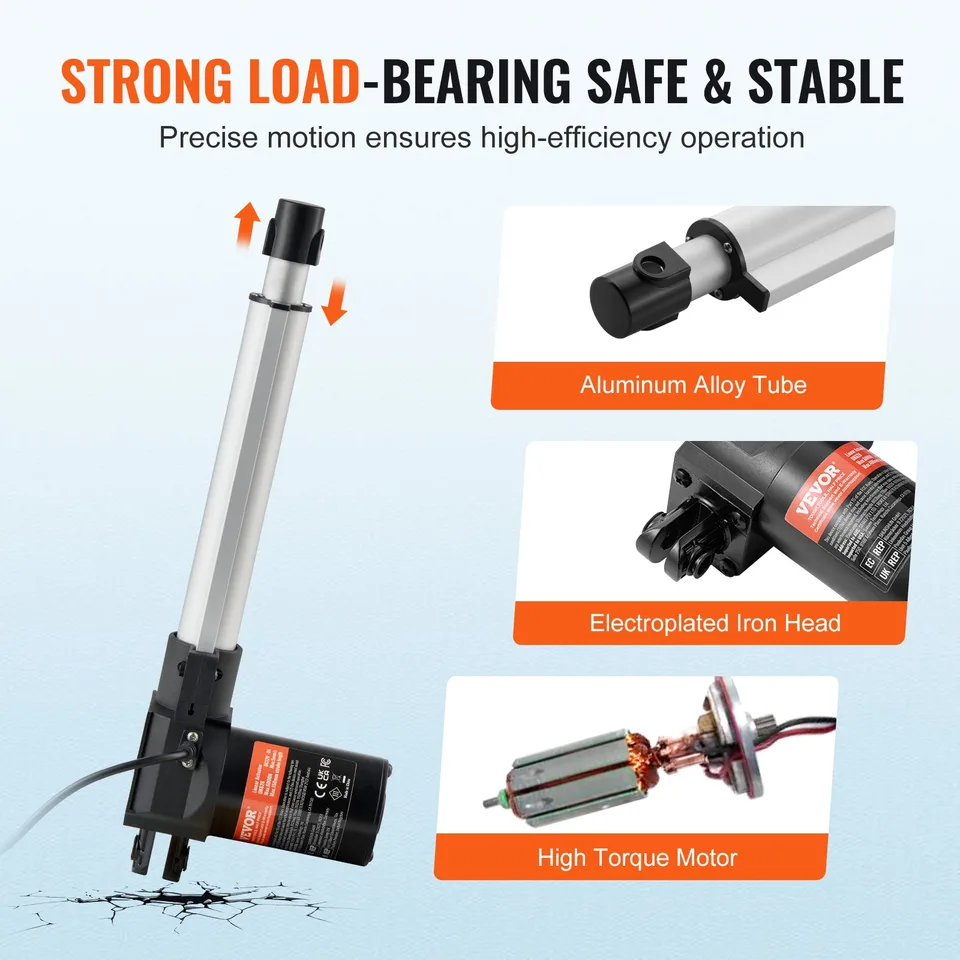 Linear Actuator 12V 8 Inch Heavy Duty 1320lbs/6000N 0.19'/s IP44 Protection view 4