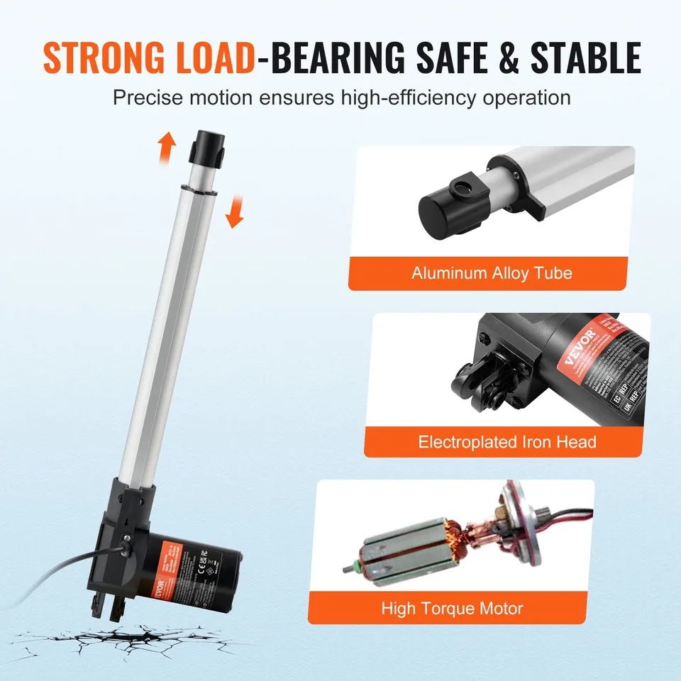 Linear Actuator 12V, 12 Inch Heavy Duty 1320lbs/6000N Linear Actuator, 0.19'/s Linear Motion Actuator With Mounting Bracket & IP44 view 4