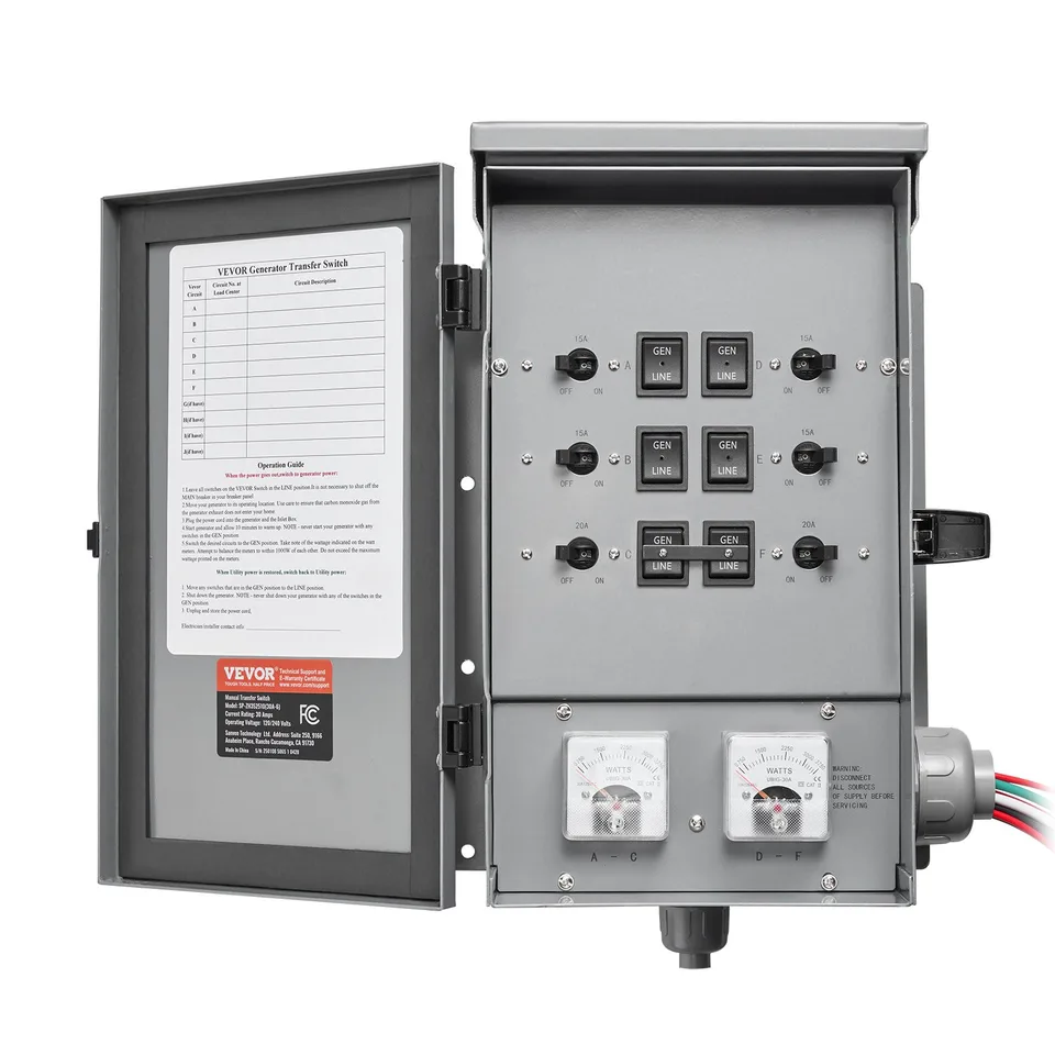 Manual Transfer Switch 30A Generator Transfer Switch Kit NEMA 3R 7500W 120/240V