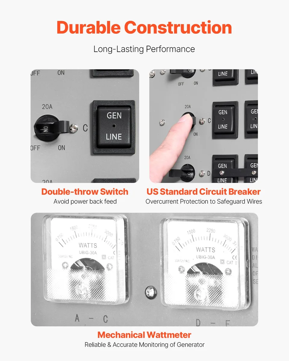 Manual Transfer Switch 30A Generator Transfer Switch Kit NEMA 3R 7500W 120/240V view 4