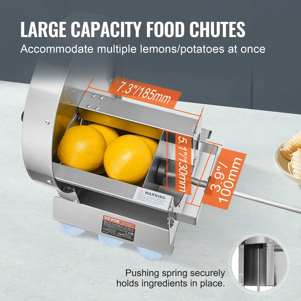 Manual Vegetable Fruit Slicer, 0-0.5'/0-12mm Thickness Adjustable Commercial Slicer Machine, Stainless Steel Food Cutter Slicing Machine With 2 Spare Blades, For Potato, Cucumber, Lemon, Tomato view 2