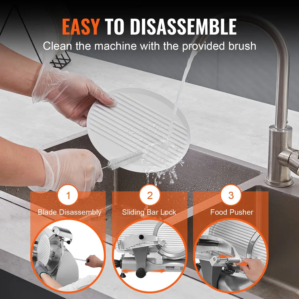 Meat Slicer, 340W Electric Deli Food Slicer With 10' SUS420 Stainless Steel Blade And Built-in Sharpening Stone, 0-0.6 Inch Adjustable view 3