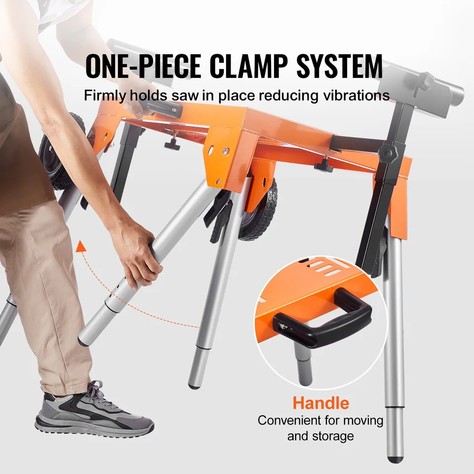 Miter Saw Stand With Tabletop And Wheels 330lbs Load Capacity Adjustable view 3