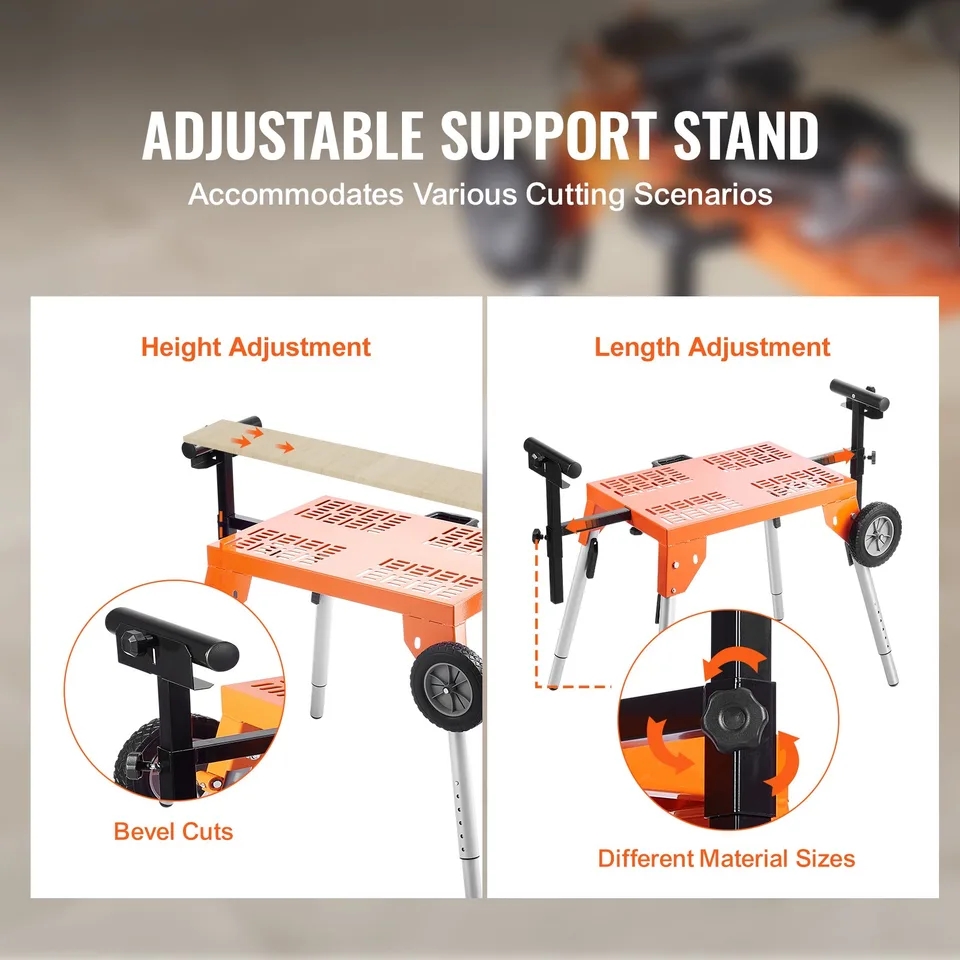 Miter Saw Stand With Tabletop And Wheels 330lbs Load Capacity Adjustable view 4