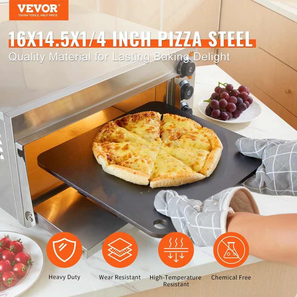 Pizza Steel, 16' X 14.5' X 1/4' Pizza Steel Plate For Oven, Pre-Seasoned Carbon Steel Pizza Baking Stone With 20X Higher Conductivity, Heavy view 3