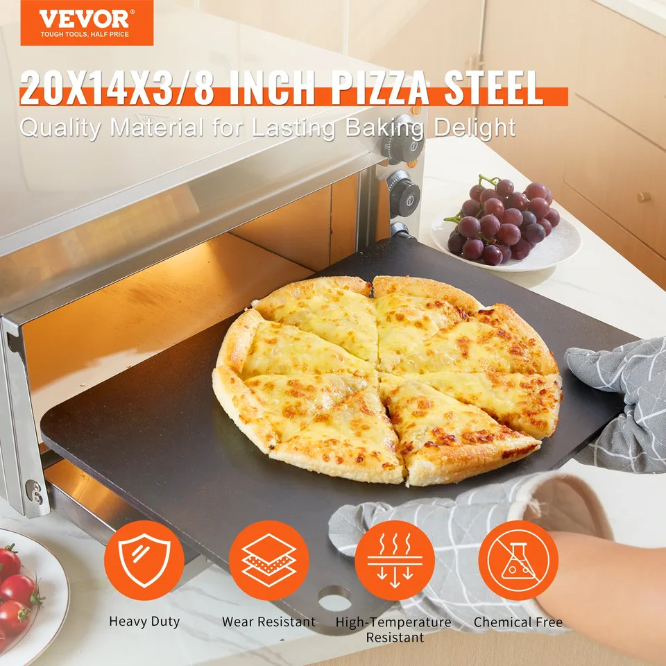 Pizza Steel, 20' X 14' X 3/8' Pizza Steel Plate For Oven, Pre-Seasoned Carbon Steel Pizza Baking Stone With 20X Higher Conductivity, Heavy view 2
