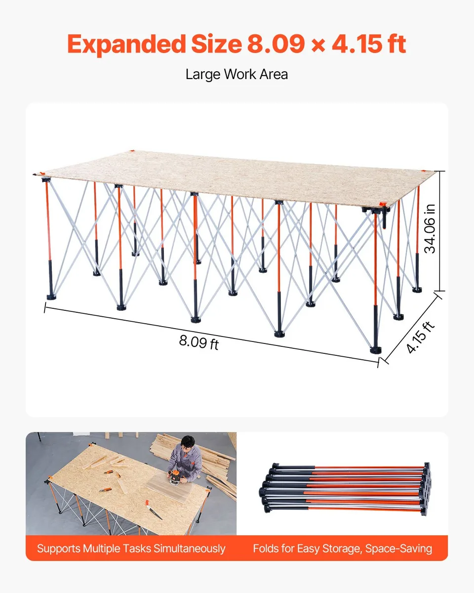 Portable Folding Workstand 8.02 X 4.12ft Collapsible Work Stand 6000lbs Capacity view 4