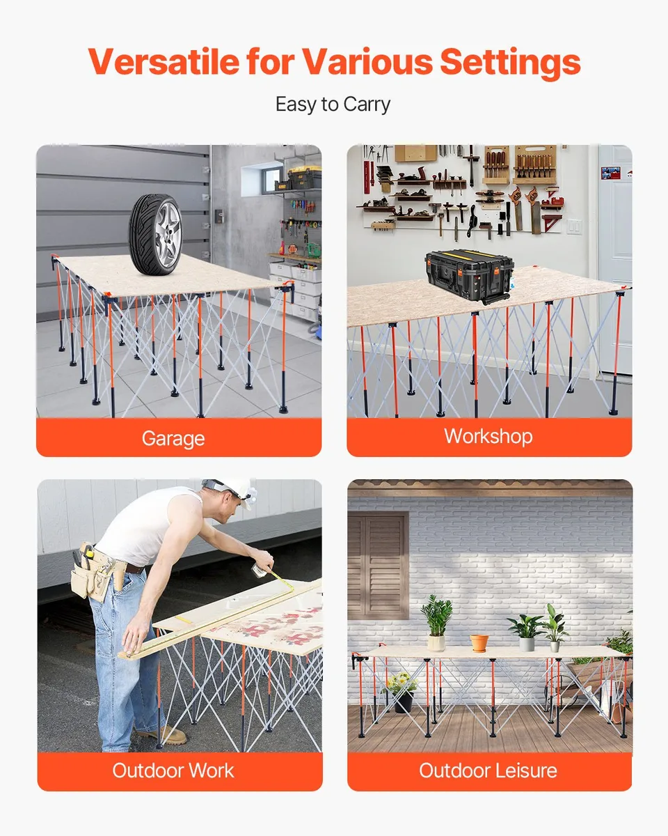 Portable Folding Workstand 8.02 X 4.12ft Collapsible Work Stand 6000lbs Capacity view 3