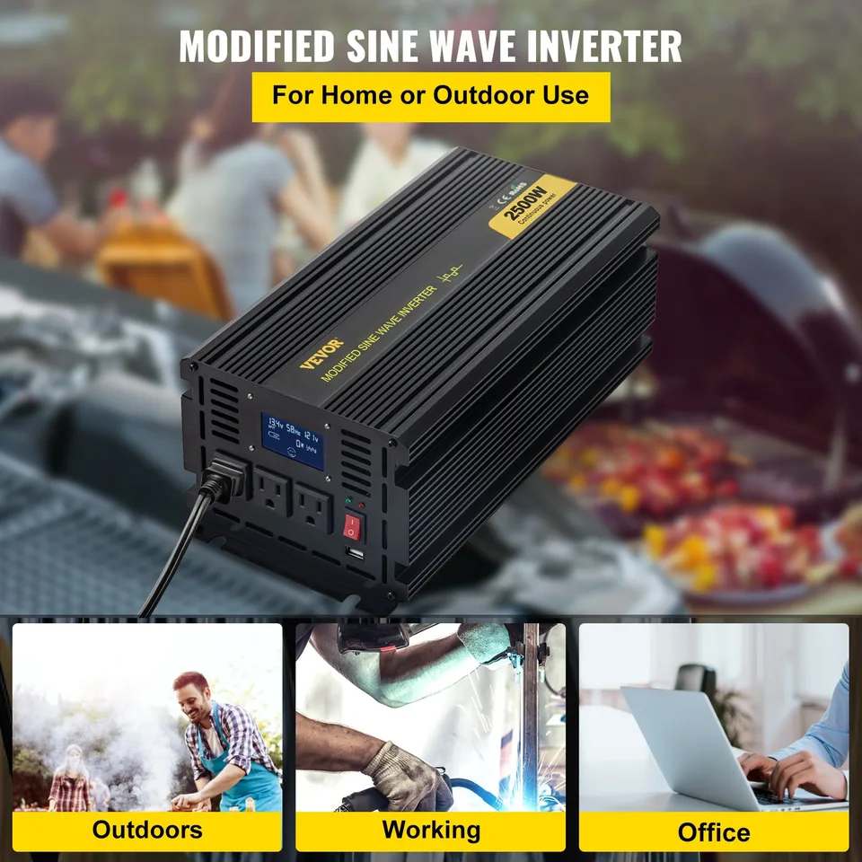 Power Inverter, 2500W Modified Sine Wave Inverter, DC 12V To AC 120V Car Converter, With LCD Display, Remote Controller, LED Indicator, AC view 4
