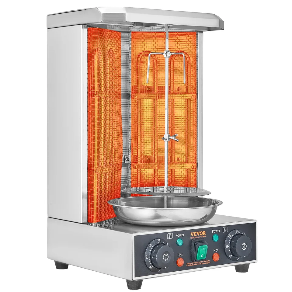 Shawarma Grill Machine, 13 Lbs Capacity, Chicken Shawarma Cooker Machine With 2 Burners, Electric Vertical Broiler Gyro Rotisserie Oven Doner Kebab Machine, For Home Restaurant Kitchen Parties