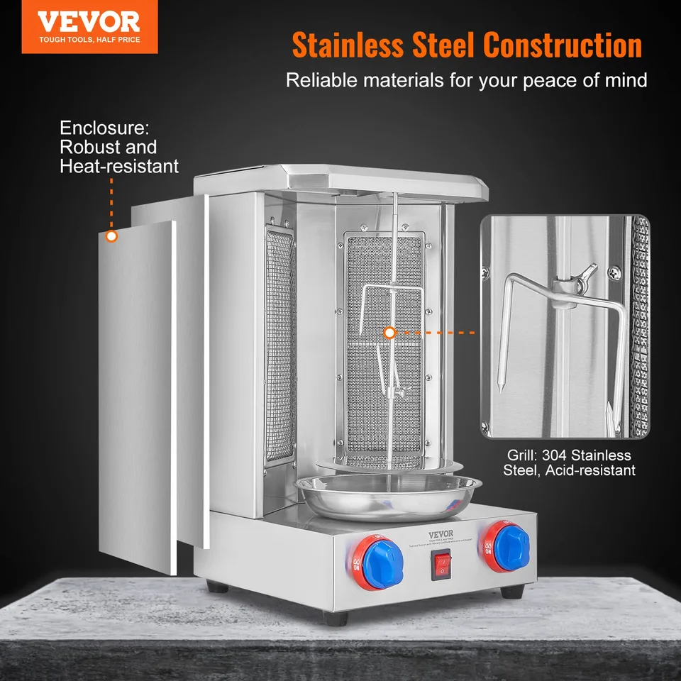 Shawarma Grill Machine, 13 Lbs Capacity, Chicken Shawarma Cooker Machine With 2 Burners, Gas Vertical Broiler Gyro Rotisserie Oven Doner view 2
