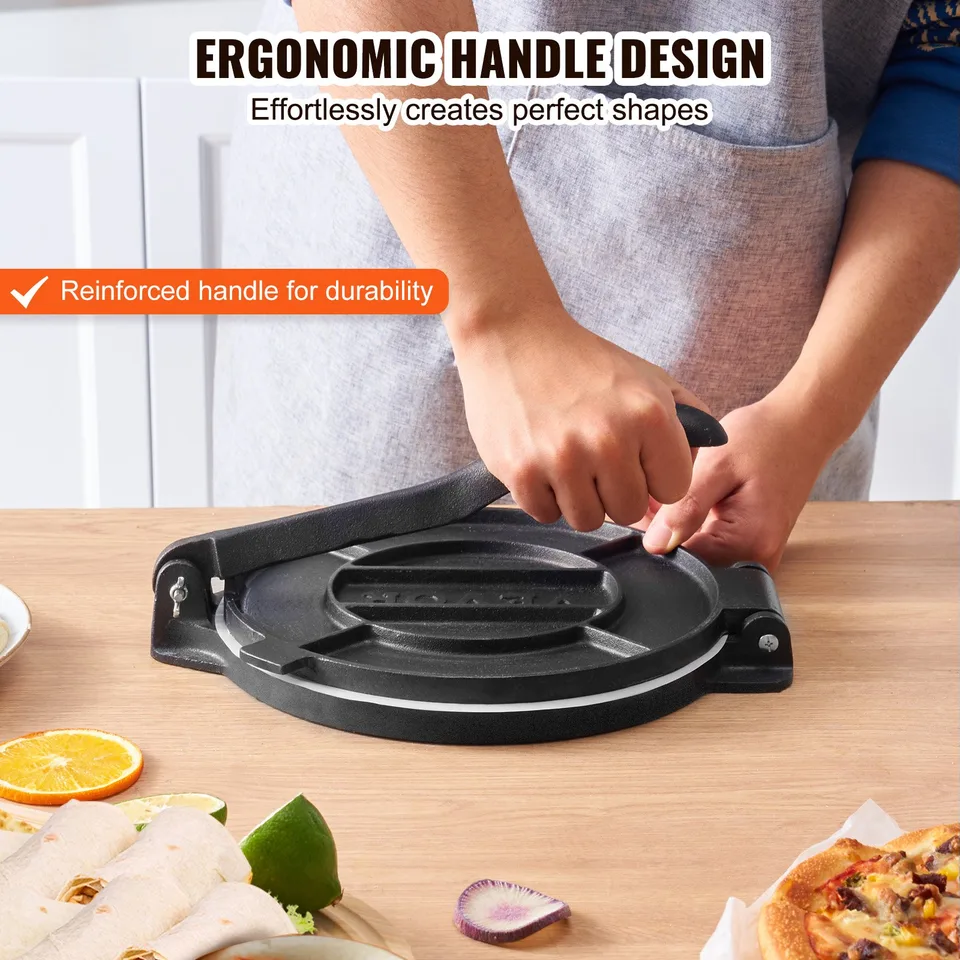 Tortilla Press, 8 Inch Tortilla And Roti Maker, Cast Iron Heavy Duty Tortilladora Press, Pre-Seasoned Pataconera Maker With 100 Pcs view 2