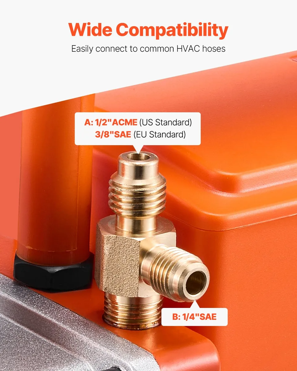 Vacuum Pump 5 CFM HVAC Single Stage Rotary Vane Vacuum Pump Oil Included view 3