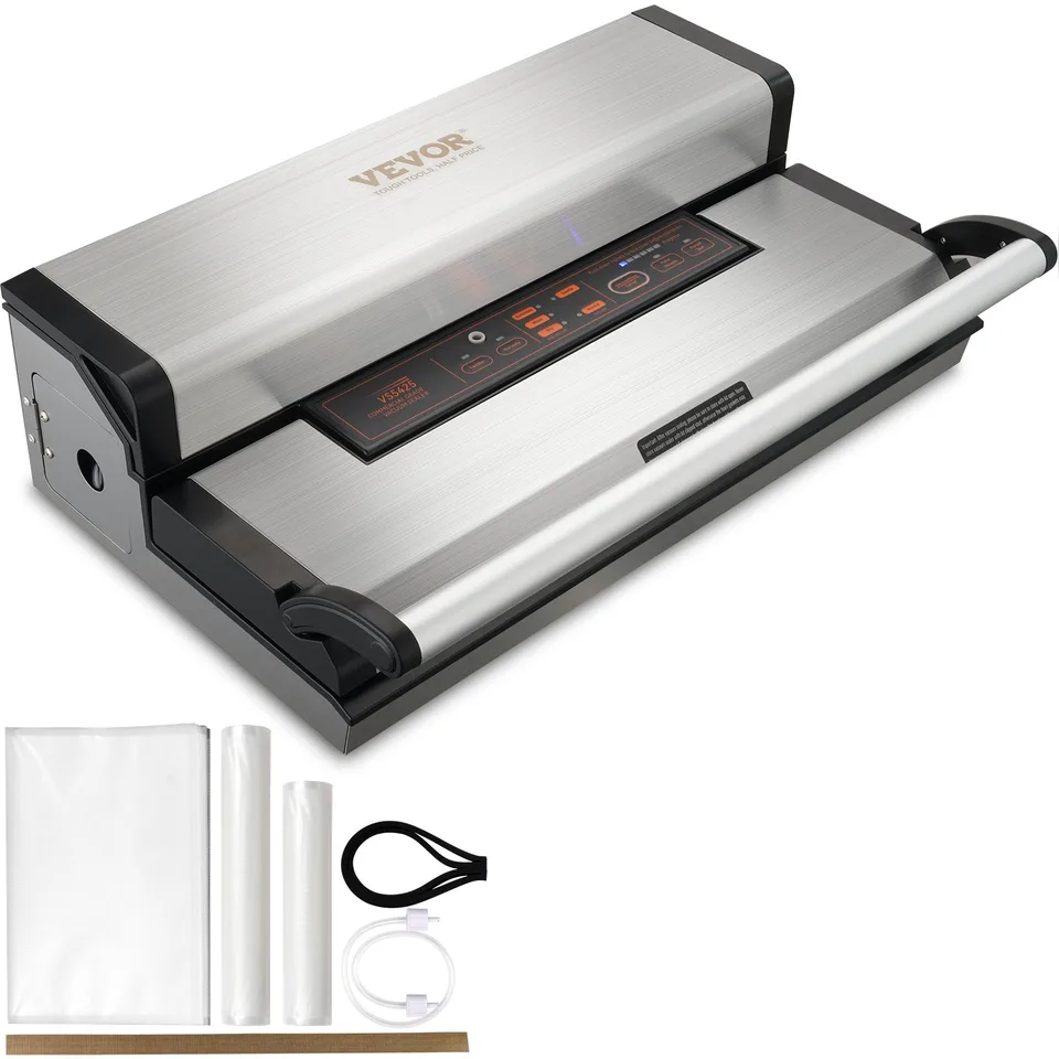 Vacuum Sealer Machine, 95Kpa 350W Powerful Dual Pump And Dual Sealing, Dry And Moist Food Storage, Automatic And Manual Air Sealing System With Built-in Cutter, With Seal Bag And External Hose