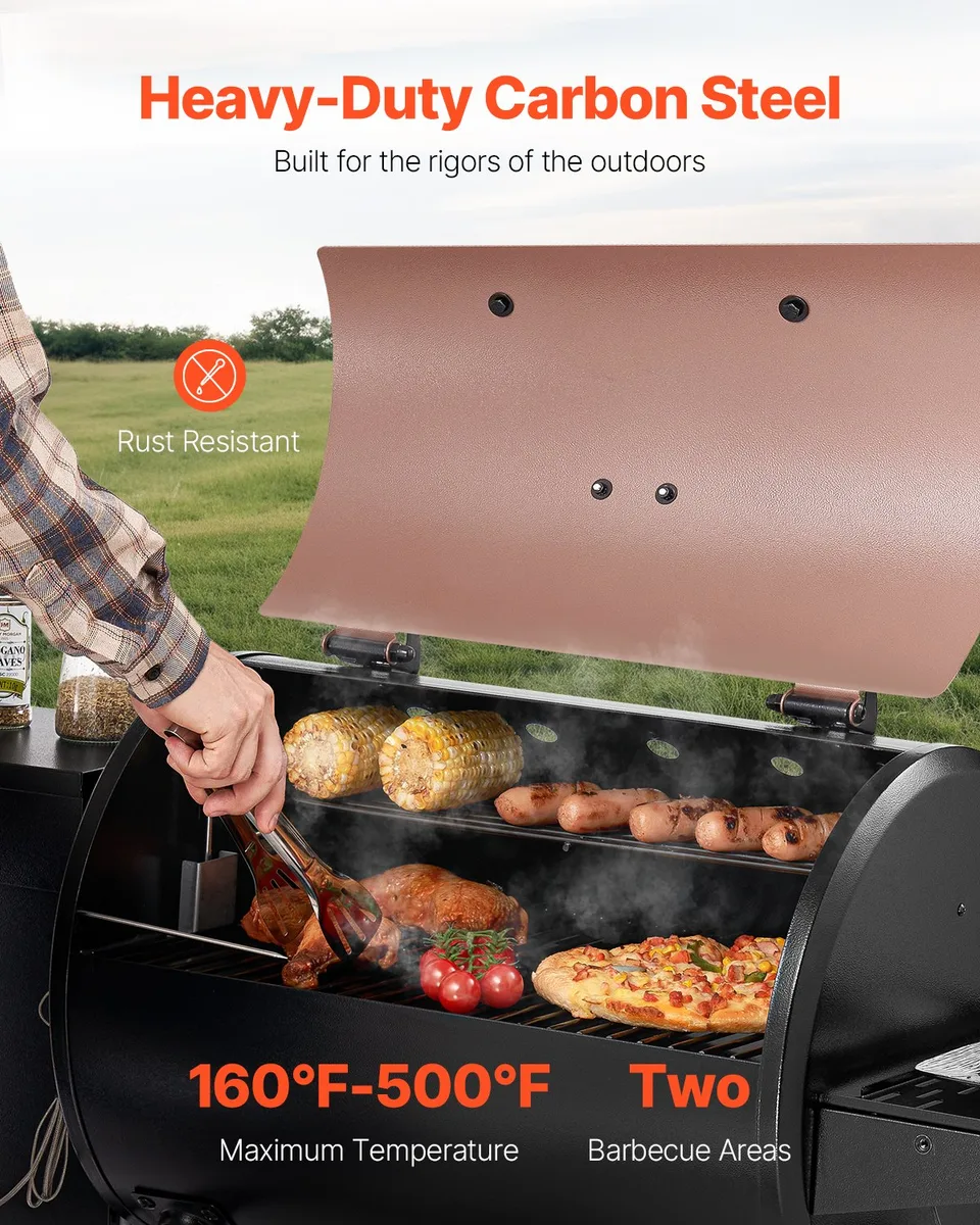 Wood Pellet Grill Smoker Outdoor Electric BBQ Grills 456 Sq.in Cook Area view 3