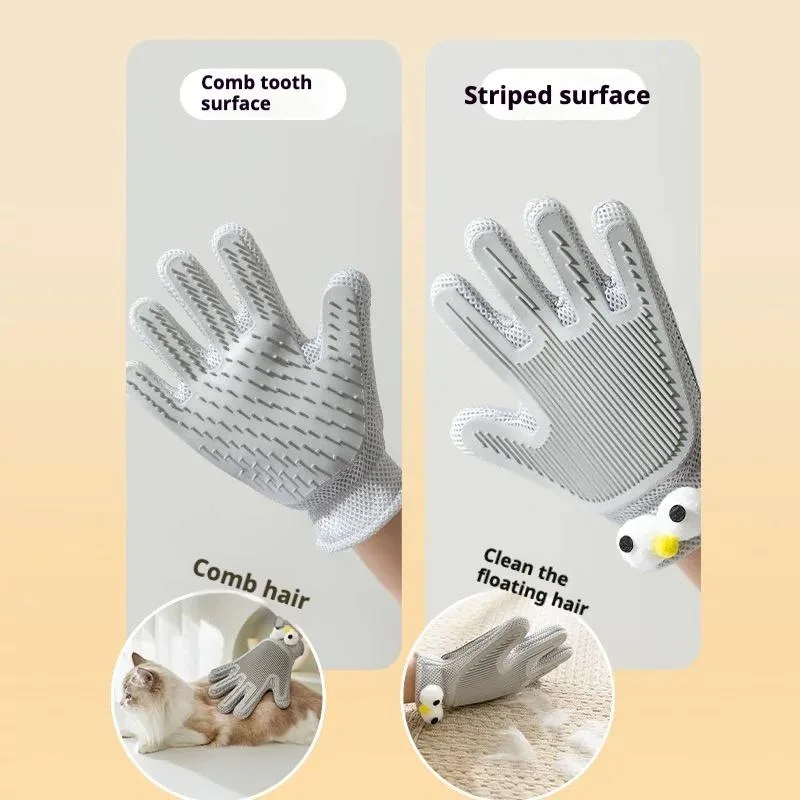 2-in-1 Pet Grooming Gloves & Brushes For Cats And Dogs High-Efficiency Hair Removal & Massage Gloves Double-Sided Hair Removal Anti-Scratch