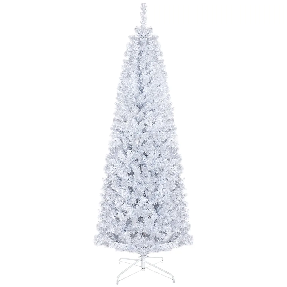 HOMCOM 6ft Pencil Christmas Tree, Unlit Artificial Christmas Tree Slim Douglas Fir Xmas Tree With Realistic Branches, Halloween Tree With view 4