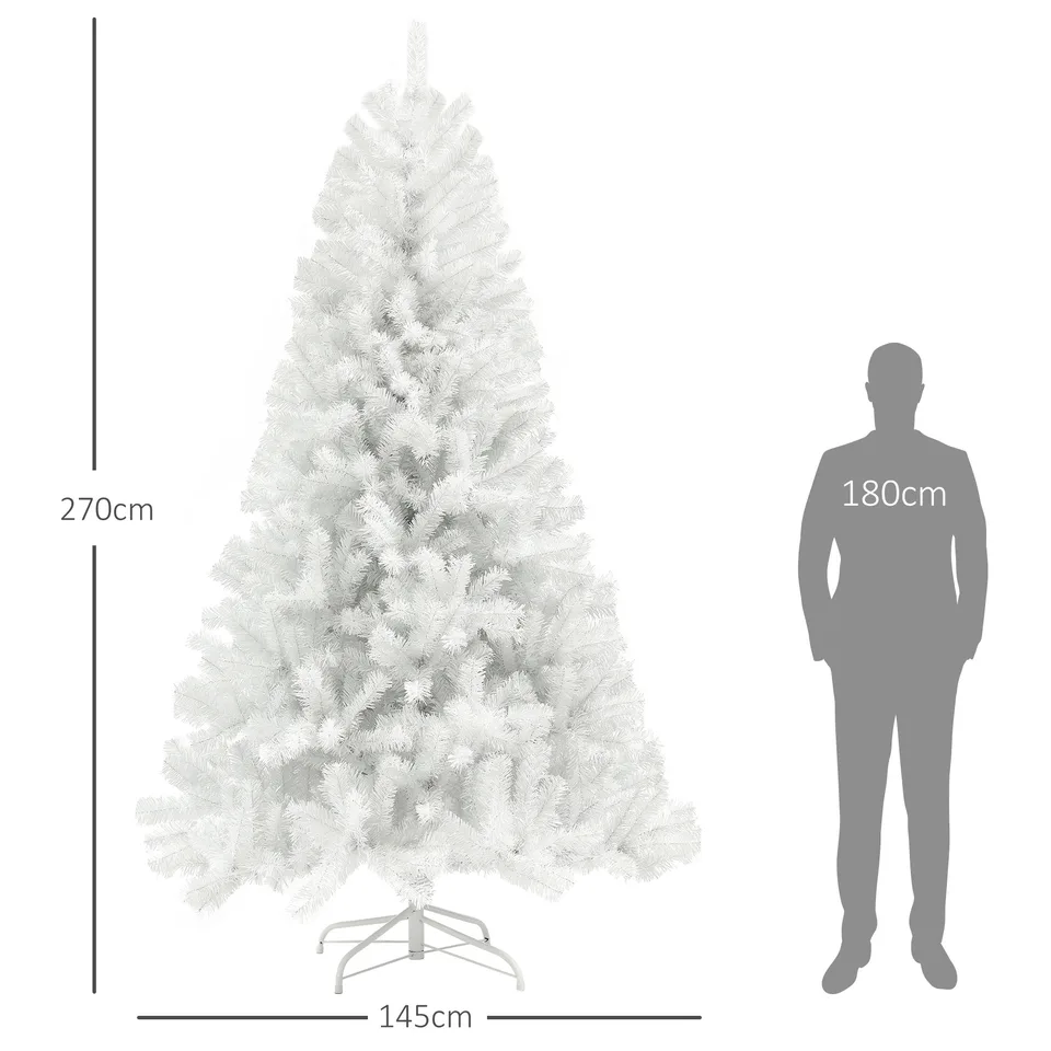 HOMCOM 9ft Tall Artificial Christmas Tree, Unlit Xmas Tree With 2132 Branch Tips, Auto Open, Steel Base, Holiday Decor For Home Office view 3
