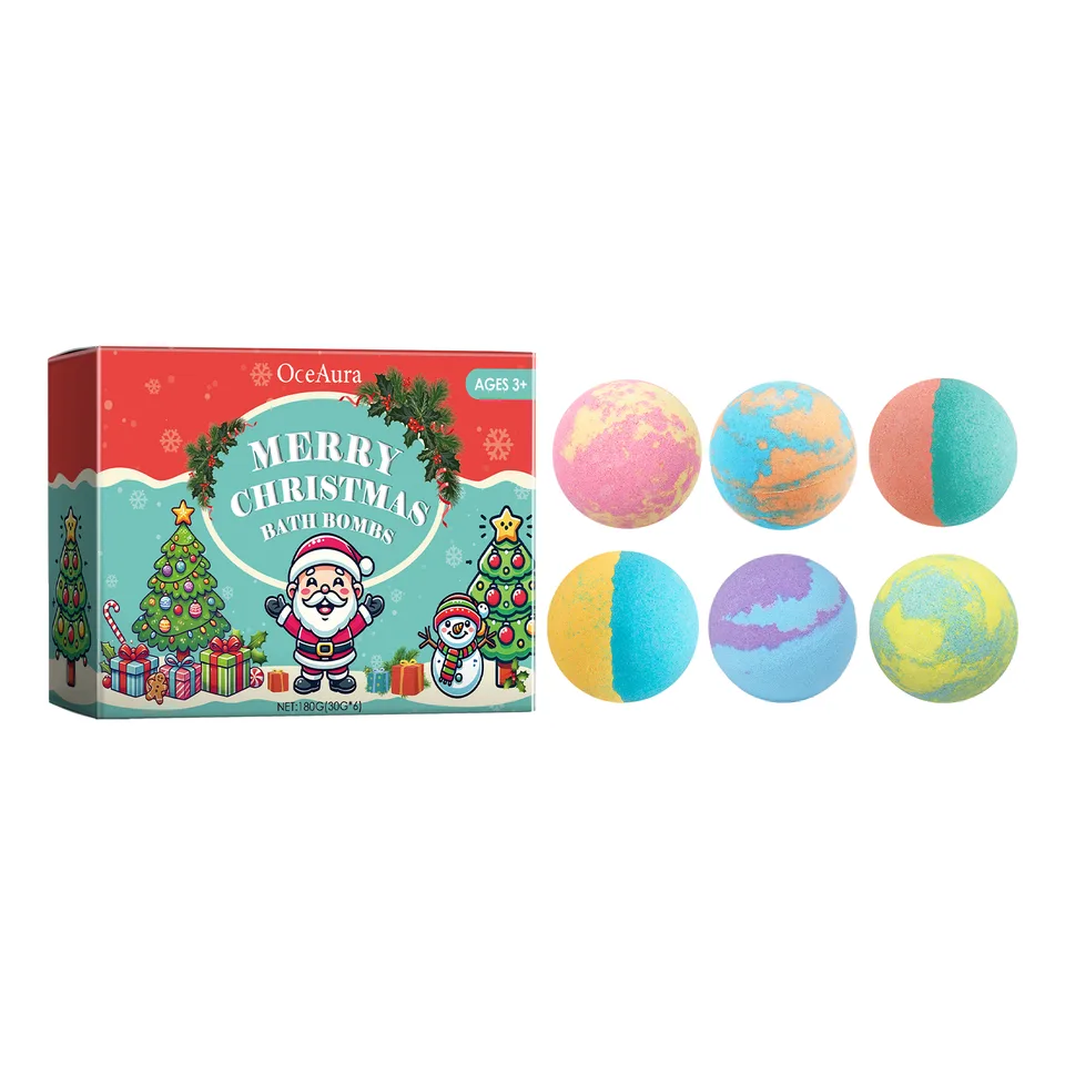 Oce Aura Christmas Colorful Bath Ball, Bubble Shower Fragrance Moisturizes Long-Lasting Plant Cleaning Bath Ball view 4