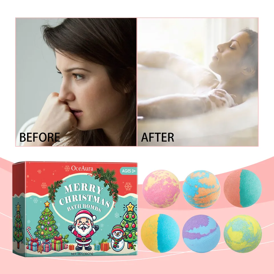 Oce Aura Christmas Colorful Bath Ball, Bubble Shower Fragrance Moisturizes Long-Lasting Plant Cleaning Bath Ball view 3