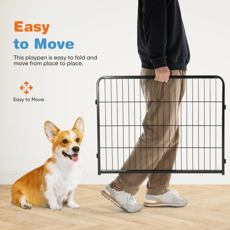 Dog Playpen Indoor Fence Height Metal Exercise Pen With Door Small Puppy Medium Large Dogs Animal Pet For Outdoor, Garden, Yard view 4