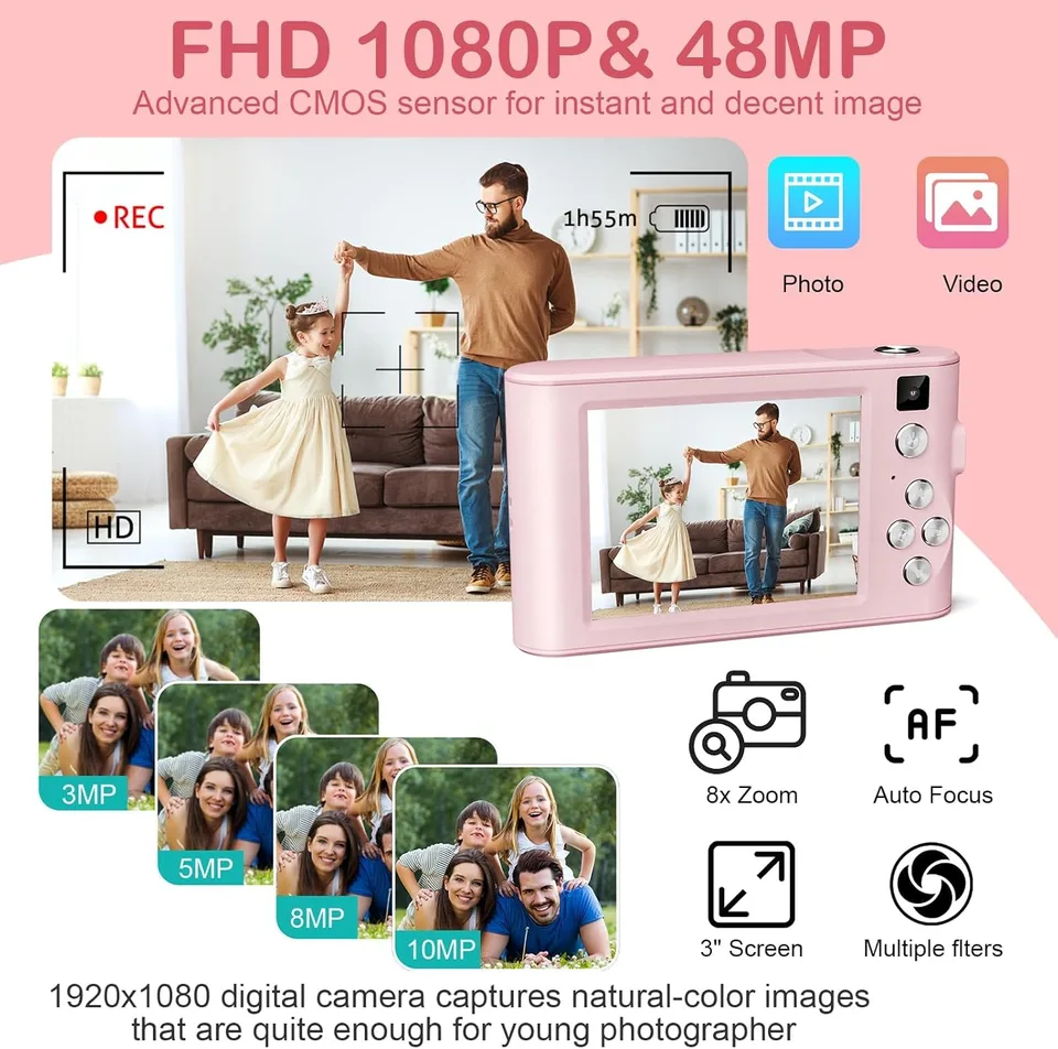 Kids Digital Camera Christmas Birthday Gifts With 32GB SD Card view 4