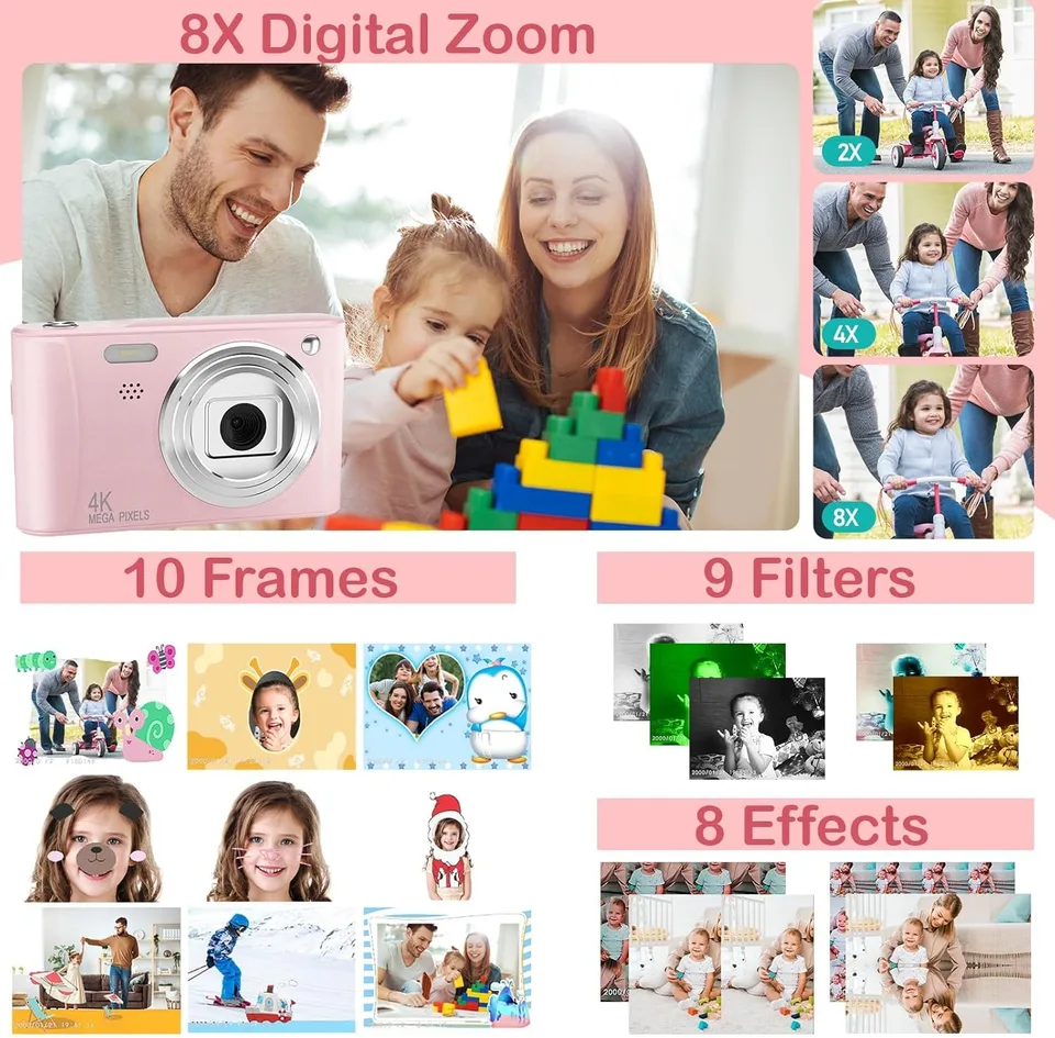 Kids Digital Camera Christmas Birthday Gifts With 32GB SD Card view 2
