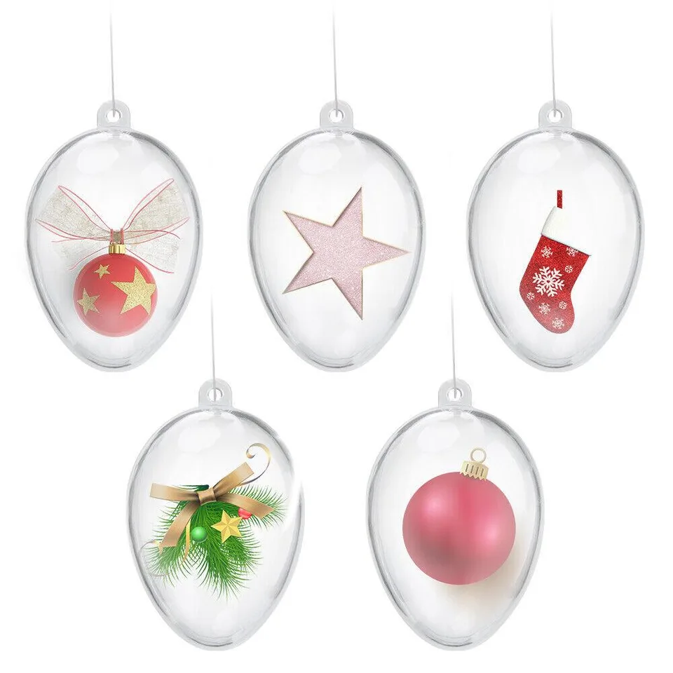 5 Clear Plastic Fillable Christmas Balls Christmas Tree Decorations view 4