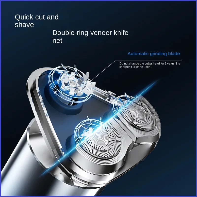 Men's Electric Shaver Triple Head Razor Travel Portable Washable view 2