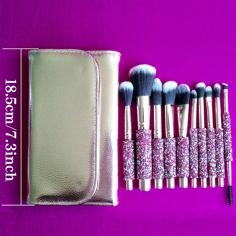 10 IN 1 Diamond Inlaid Handmade Custom Makeup Brush view 4