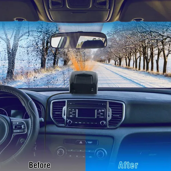 Portable Car Heater Heating Fan 2 In 1 Defroster Defogger Demister Windshield Heater Automotive Cooling Fan With Rotating Base view 3
