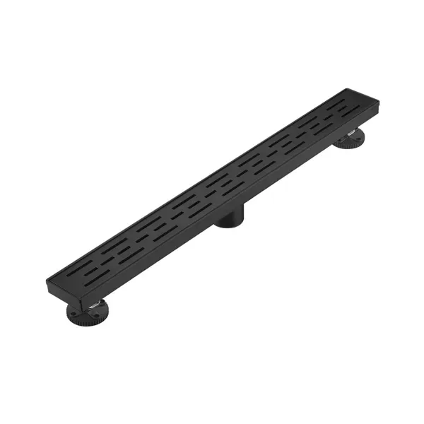 28 Inch Linear Shower Drain With Removable Brick Patterned Grate Cover, 304 Stainless Steel Shower Floor Drain With Hair Strainer And view 2