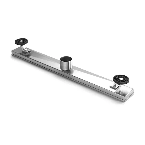 28 Inch Linear Shower Drain With Removable Brick Patterned Grate Cover, 304 Stainless Steel Shower Floor Drain With Hair Strainer And view 4