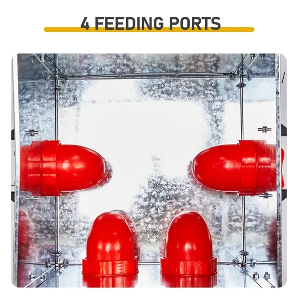 Automatic Chicken Feeder Rodent Proof, 4 Ports Large Capacity Metal Poultry Feeder With Handles And Lid, Galvanized Chicken Feeder For Hen view 3