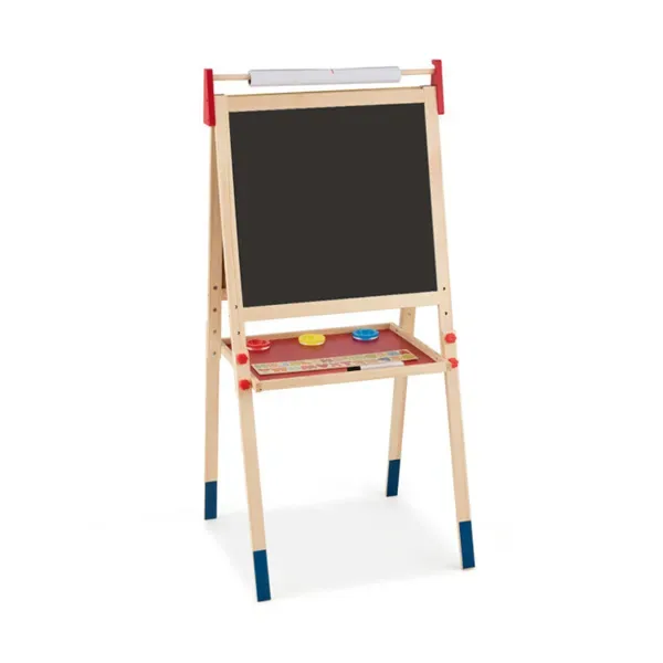 3-in-1 Kids Art Easel - Double-Sided Magnetic Board+Paper Roll, 26 Letter Magnets, Multicolor view 3