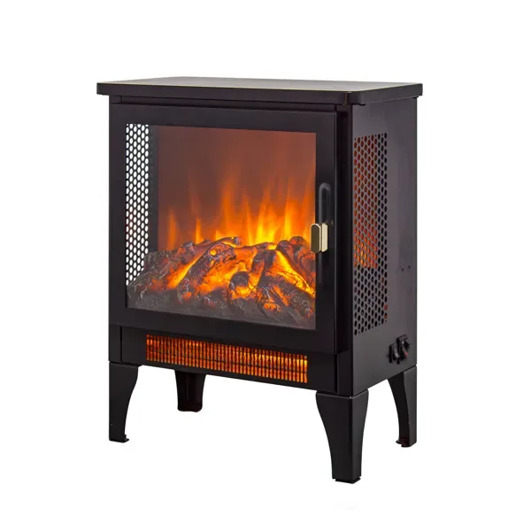 17 Inch Freestanding Electric Fireplace Stove Heater With 3D Flame Effect,Black view 4