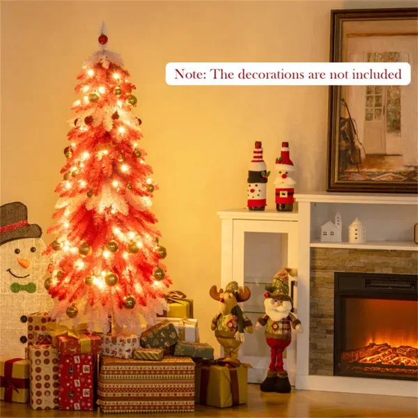 5ft Strawberry Shortcake Christmas Tree - 301 Branch Tips, 100 Warm White LEDs, Red+White+Browm PVC/Metal view 4