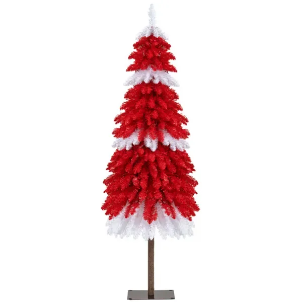 5ft Strawberry Shortcake Christmas Tree - 301 Branch Tips, 100 Warm White LEDs, Red+White+Browm PVC/Metal view 3