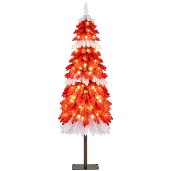 5ft Strawberry Shortcake Christmas Tree - 301 Branch Tips, 100 Warm White LEDs, Red+White+Browm PVC/Metal