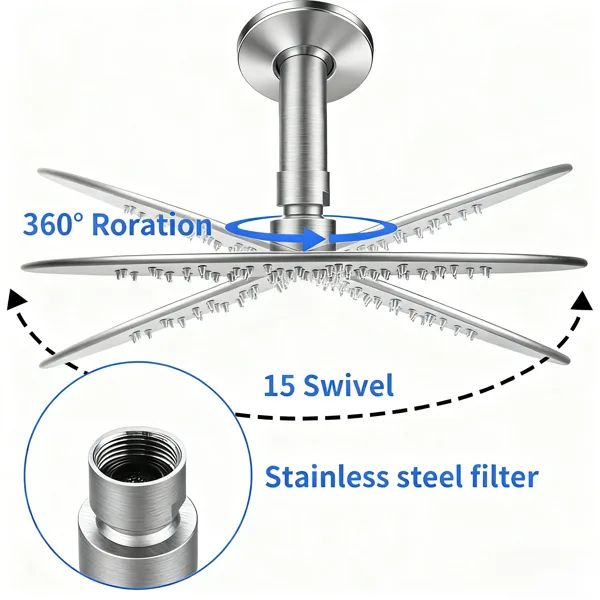 Shower System Shower Faucet Combo Set Wall Mounted With 10" Rainfall Shower Head And Handheld Shower Faucet, Brushed Nickel[Unable Ship view 2