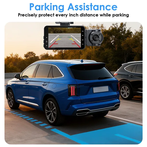 3 Channel Dash Cam For Cars, 1080P Full HD Front Camera (140° Wide View) With 480P Interior & Rear Cameras, 360° Vehicle Protection, Picture-in-Picture Display For Collision Evidence view 4