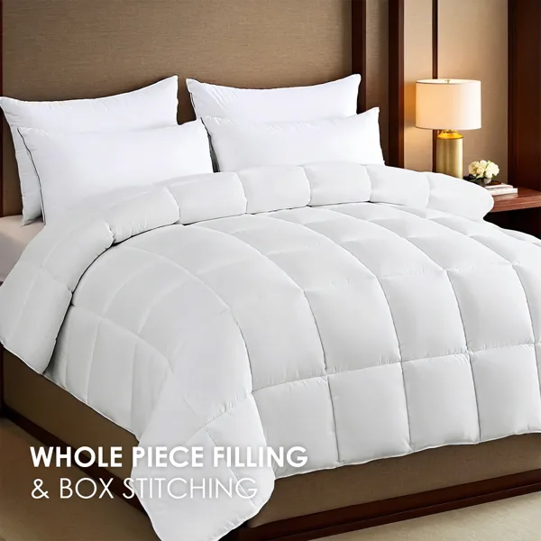 White Plump Duvet, Extra Large Checkered Quilting Luxury Hotel-grade For Bedrooms And Guesthouses. Ultra-soft Thickened Warmth, All-season Use. Simple Bohemian Style. Perfect Christmas Gift. view 2