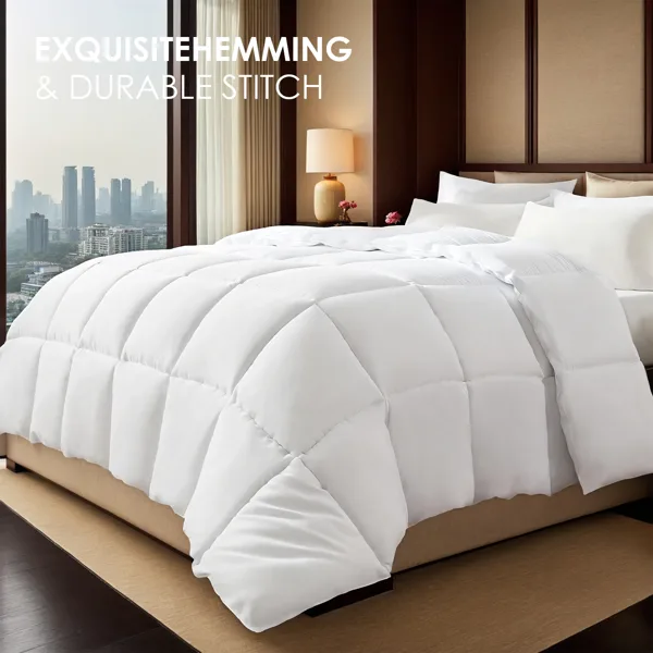 White Plump Duvet, Extra Large Checkered Quilting Luxury Hotel-grade For Bedrooms And Guesthouses. Ultra-soft Thickened Warmth, All-season Use. Simple Bohemian Style. Perfect Christmas Gift. view 3