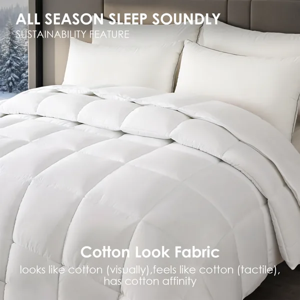 White Oversized Checkered Quilted Plump Duvet Luxury Hotel-grade Comfort For Bedrooms And Guesthouses. Winter-weight Warmth For Single/double Beds. Premium Breathable Microfiber Fabric. The Ultimate C view 3