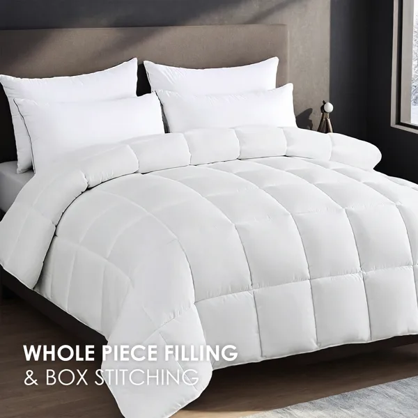 White Oversized Checkered Quilted Plump Duvet Luxury Hotel-grade Comfort For Bedrooms And Guesthouses. Winter-weight Warmth For Single/double Beds. Premium Breathable Microfiber Fabric. The Ultimate C view 4