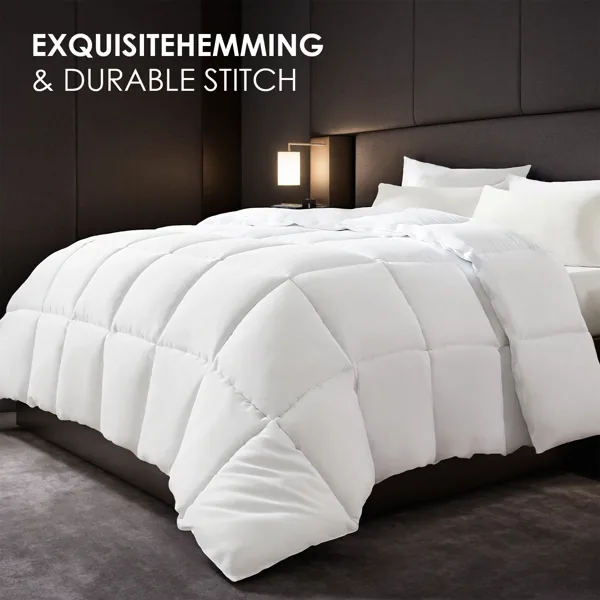 Extra Large White Checkered Plump Duvet - Luxury Hotel-grade Bedding For Bedrooms And Guesthouses. Features: Ultra-soft Thickened Warmth view 3