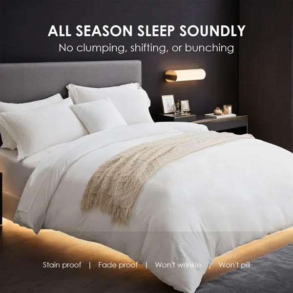 Solid White Oversized Duvet Cover Set Includes 1 Duvet Cover & 2 Pillowcases. Crafted From Premium Breathable Microfiber With Bohemian Accents. Fits Single/double Beds. Combines Luxury Hotel Elegance view 3