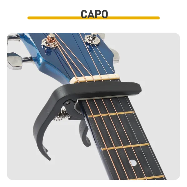 Blue 41-inch Dreadnought Barrel-shaped Cutaway Acoustic Guitar With Pick, Strings, Capo, Gig Bag, Tuner, Wrench Tool, And Shoulder Strap view 3