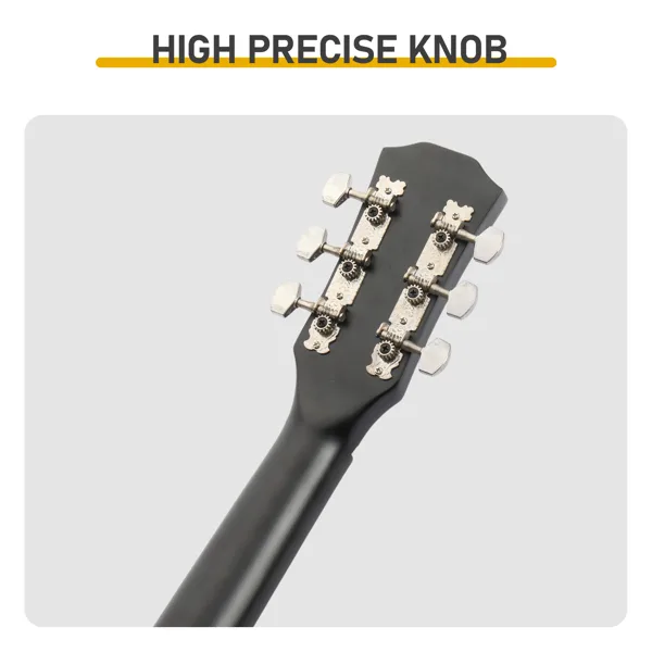 Matte Black 41-inch Dreadnought Barrel-shaped Cutaway Acoustic Guitar With Pick, Strings, Capo, Gig Bag, Tuner, Wrench Tool, And Shoulder view 4